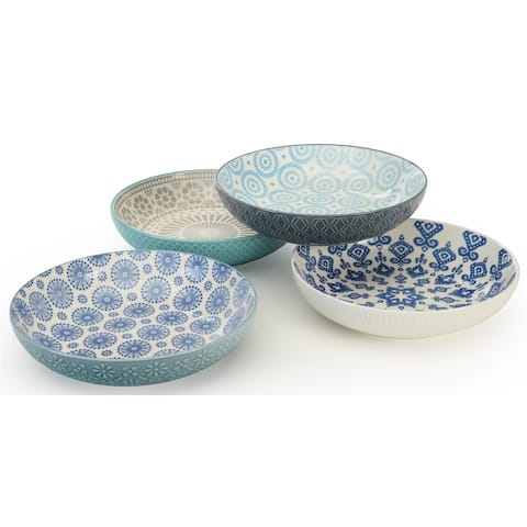 Signature Housewares Pad Print Set of Four Assorted 8.5-Inch Dinner Bowls