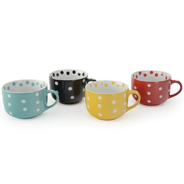 Signature Housewares Dots Jumbo Cups Set of Four 20-Ounce Mugs