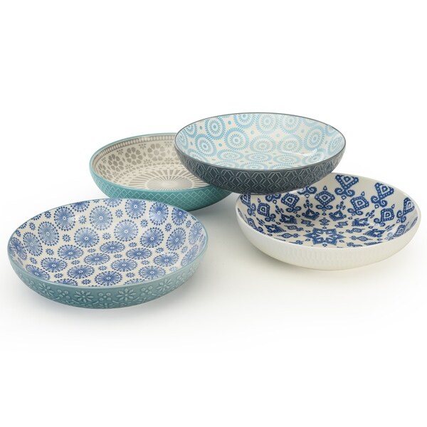 Signature Housewares Pad Print Set of Four 8.5-Inch Dinner Bowls