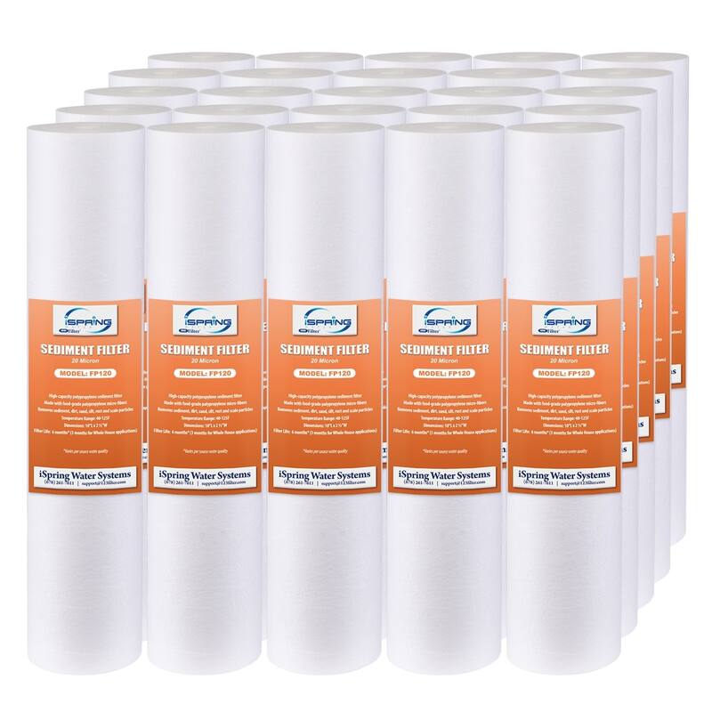 iSpring FP120X25 20micron Universal Sediment Filter Cartridges 25-Pack