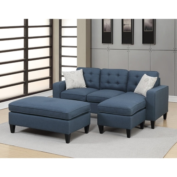 Cray Reversible Sectional with Ottoman, Navy