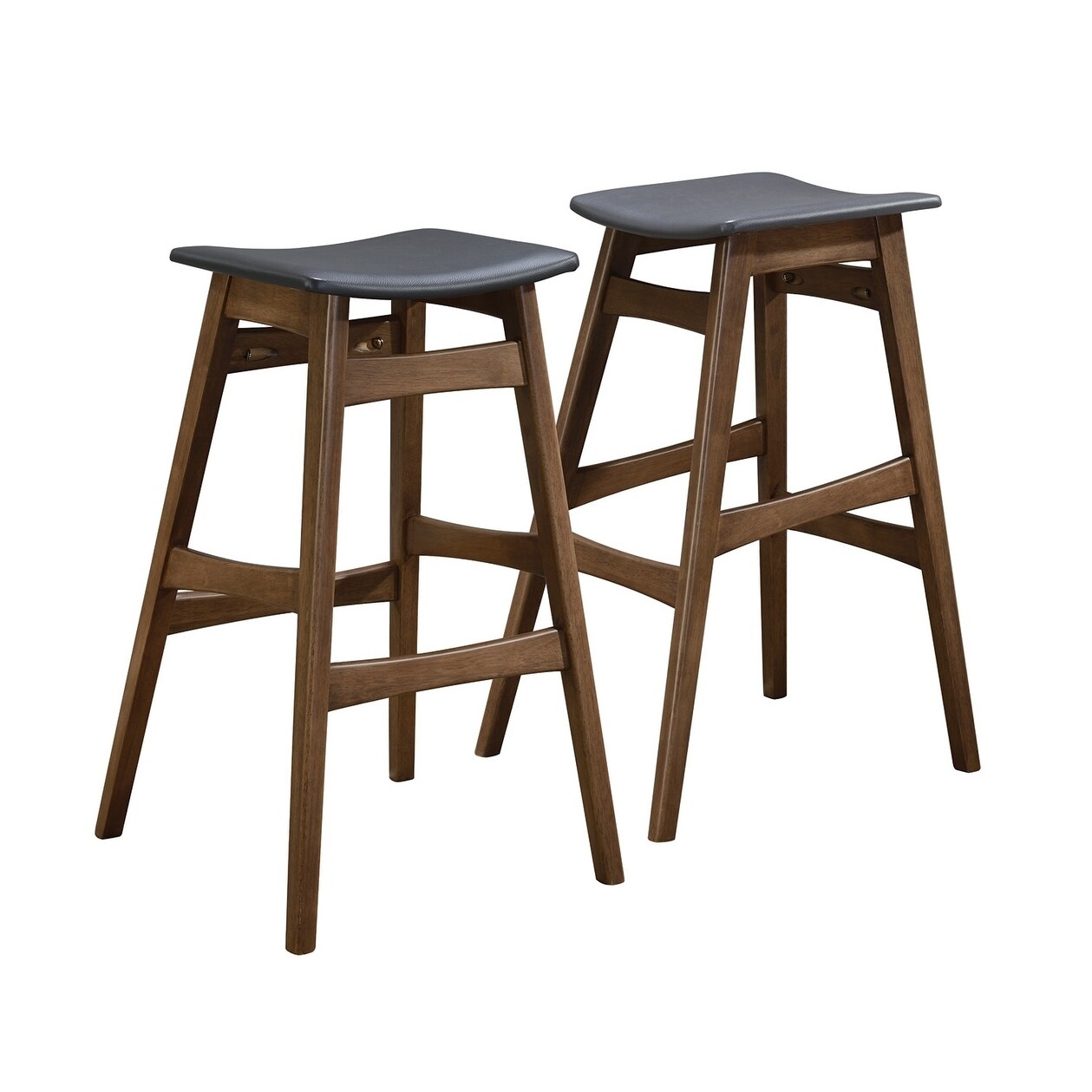 Midge Natural Walnut Mid Century Bar Height Stools Set Of 2 Midge Natural Walnut Mid Century Bar