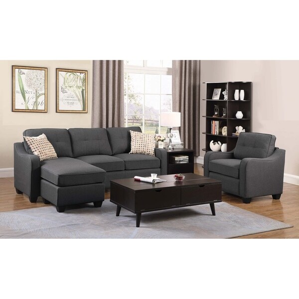 Shop Henry Dark Grey Tufted Arm Chair Free Shipping Today