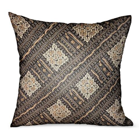 Plutus Pewter Lattice Charcoal Geometric Luxury Outdoor/Indoor Decorative Throw Pillow