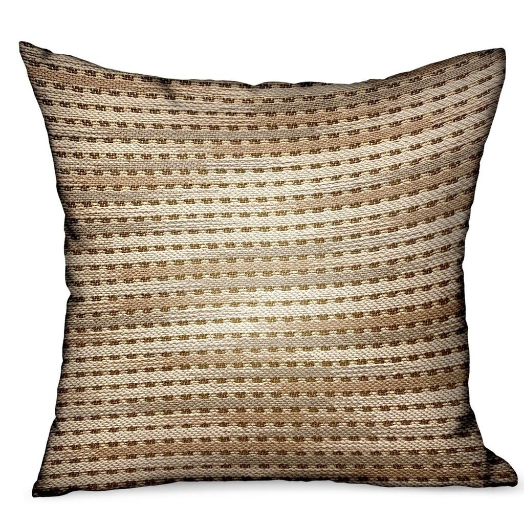 Plutus Tawny Edge Brown Stripes Luxury Outdoor/Indoor Decorative Throw Pillow