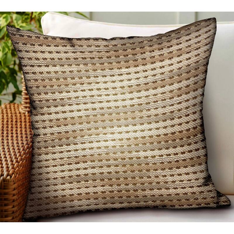 Plutus Tawny Edge Brown Stripes Luxury Outdoor/Indoor Decorative Throw Pillow