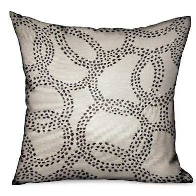 Plutus Orbit Rain Charcoal Scales Luxury Outdoor/Indoor Decorative Throw Pillow