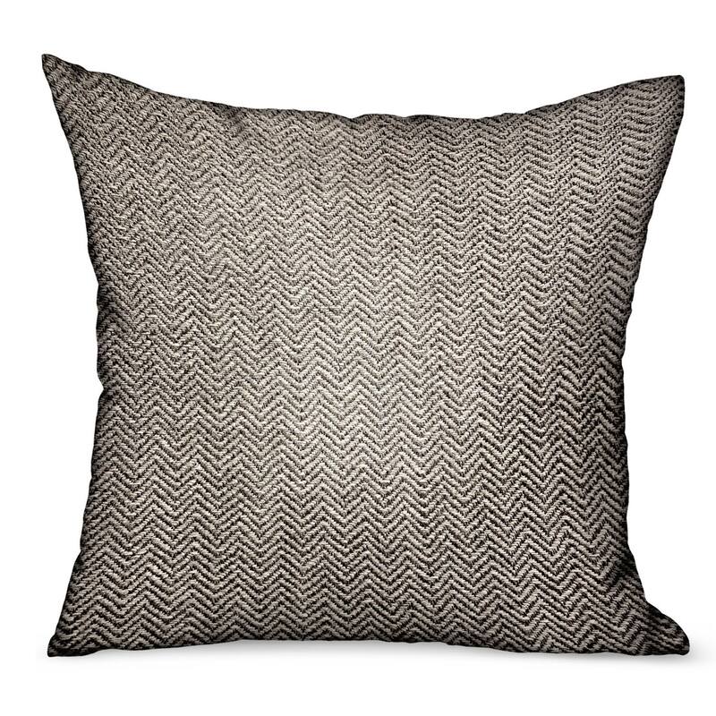 Plutus Jagged Ash Gray Chevron Luxury Outdoor/Indoor Decorative Throw Pillow