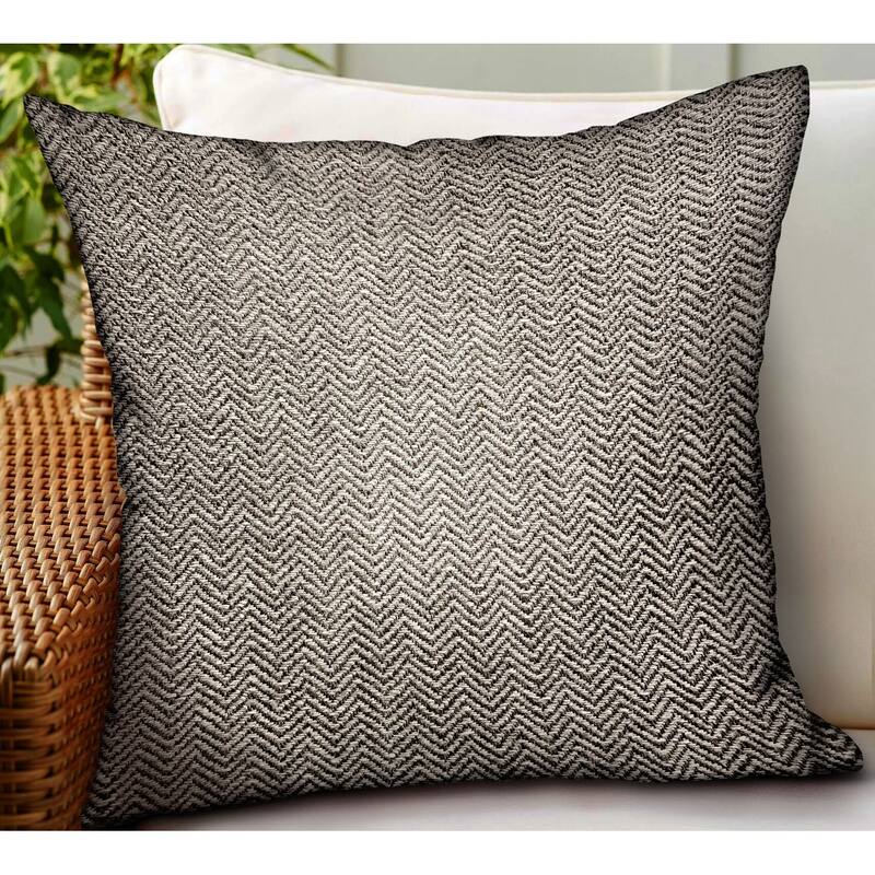 Plutus Jagged Ash Gray Chevron Luxury Outdoor/Indoor Decorative Throw Pillow