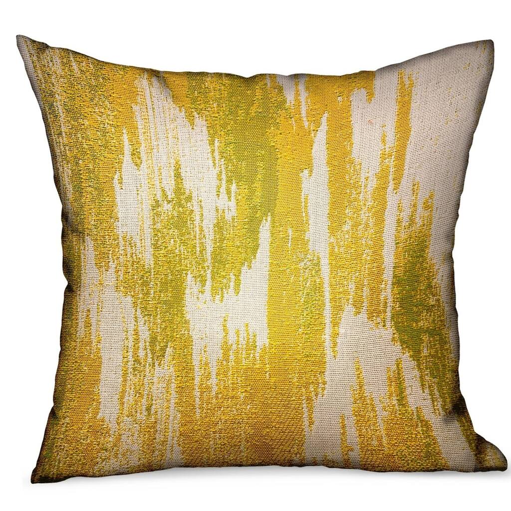 Plutus Saffron Love Yellow Ikat Luxury Outdoor/Indoor Decorative Throw Pillow