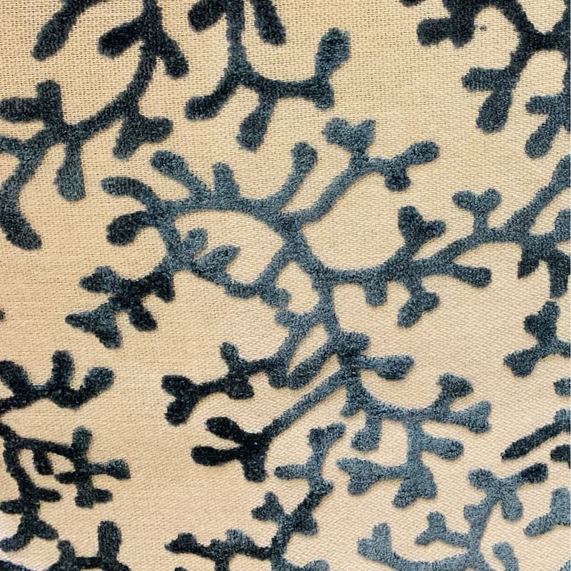 Plutus Deep Blue Reef Blue, cream Floral Luxury Decorative Throw Pillow