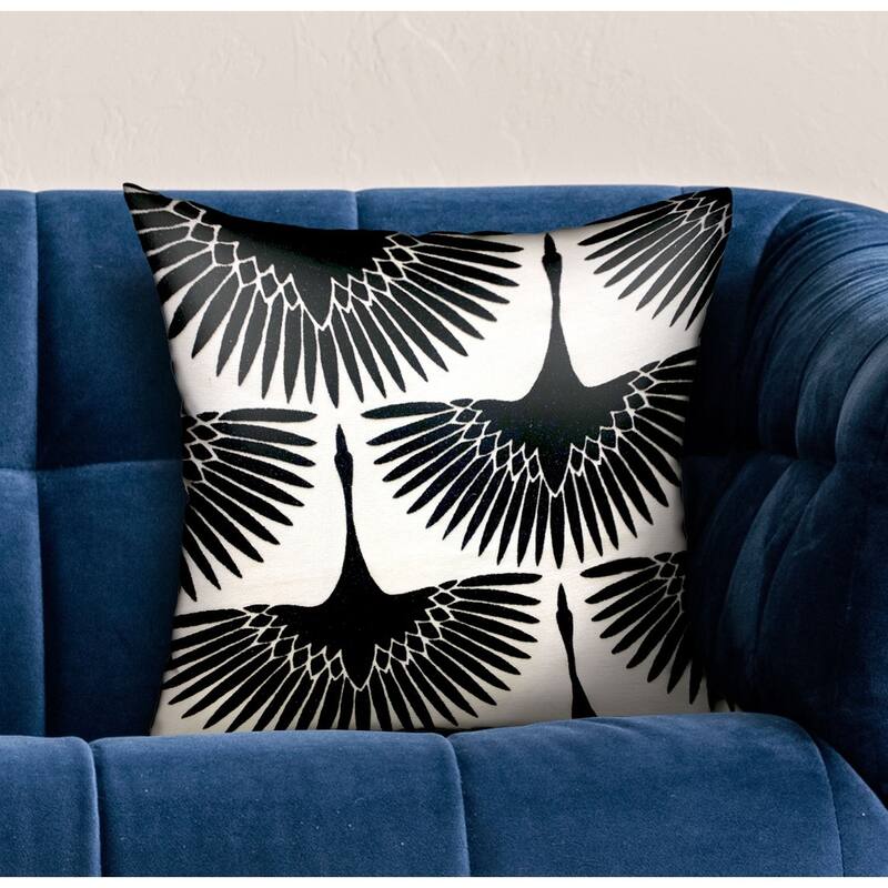 Plutus Black Swan Black Animal Motif Luxury Decorative Throw Pillow