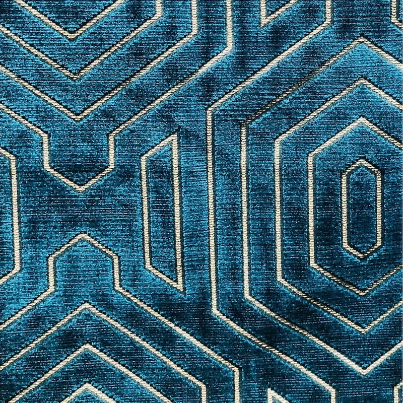 Plutus Cerulean Velvet Blue Geometric Luxury Decorative Throw Pillow