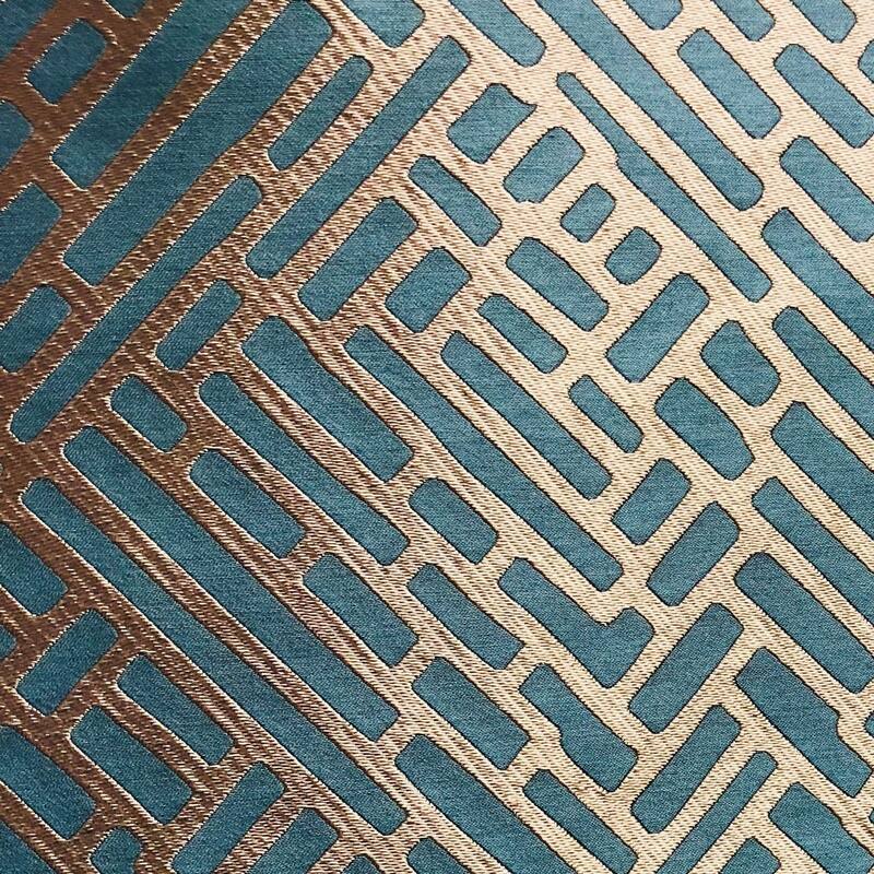 Plutus Golden Brick Blue Geometric Luxury Decorative Throw Pillow
