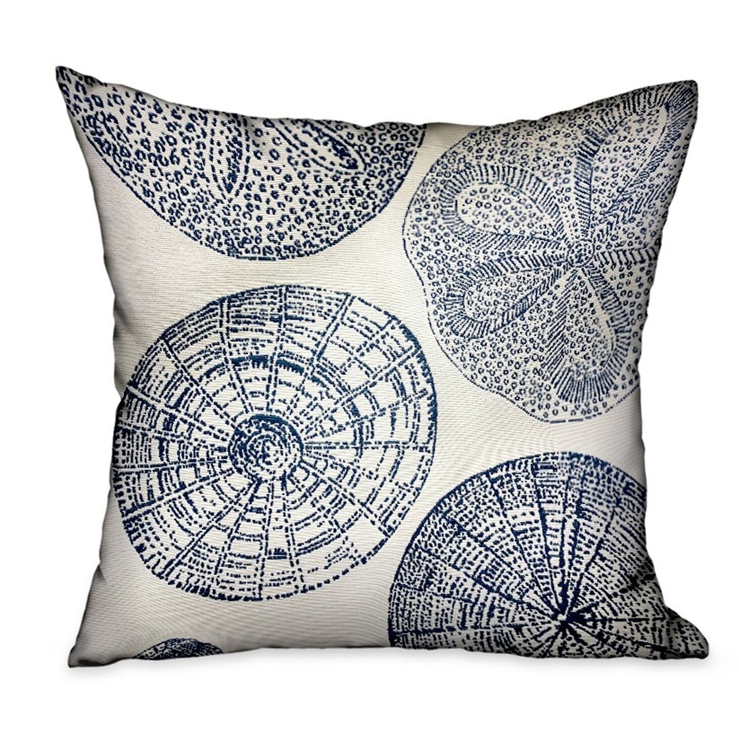 Shop Black Friday Deals On Plutus Seashell Haven Blue Cream Motif Luxury Decorative Throw Pillow Overstock 27345211