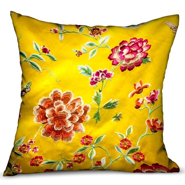 Plutus Heavenly Peonies Yellow Floral Luxury Decorative Throw Pillow