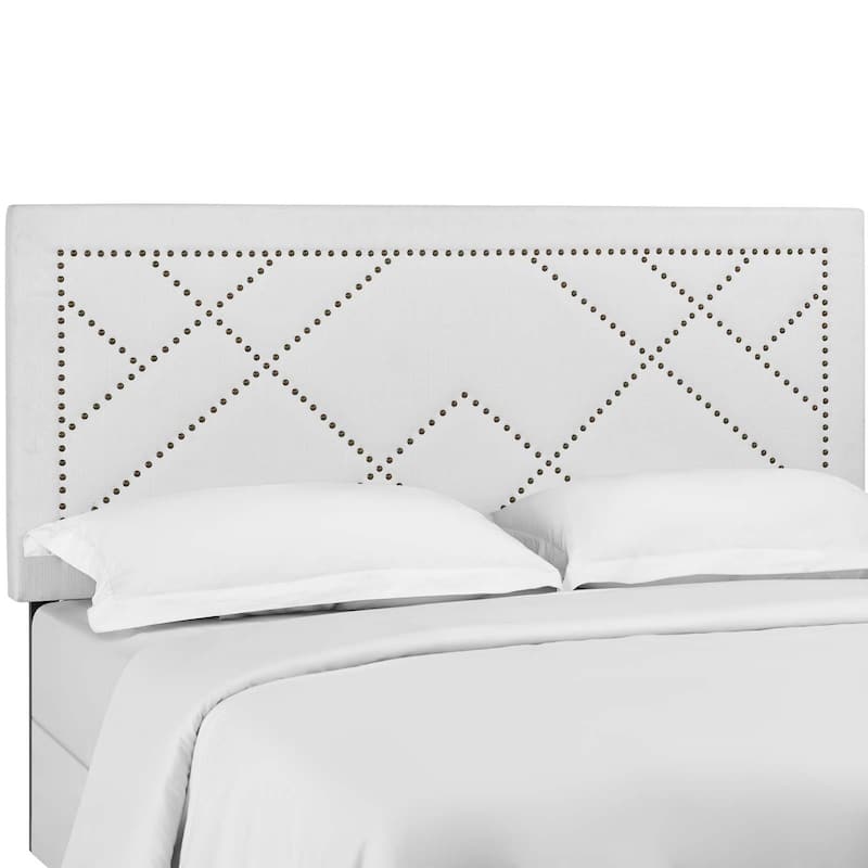 Carson Carrington Stryn Nailhead Upholstered Linen Headboard