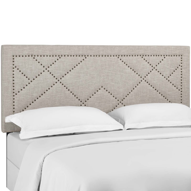 Carson Carrington Stryn Nailhead Upholstered Linen Headboard