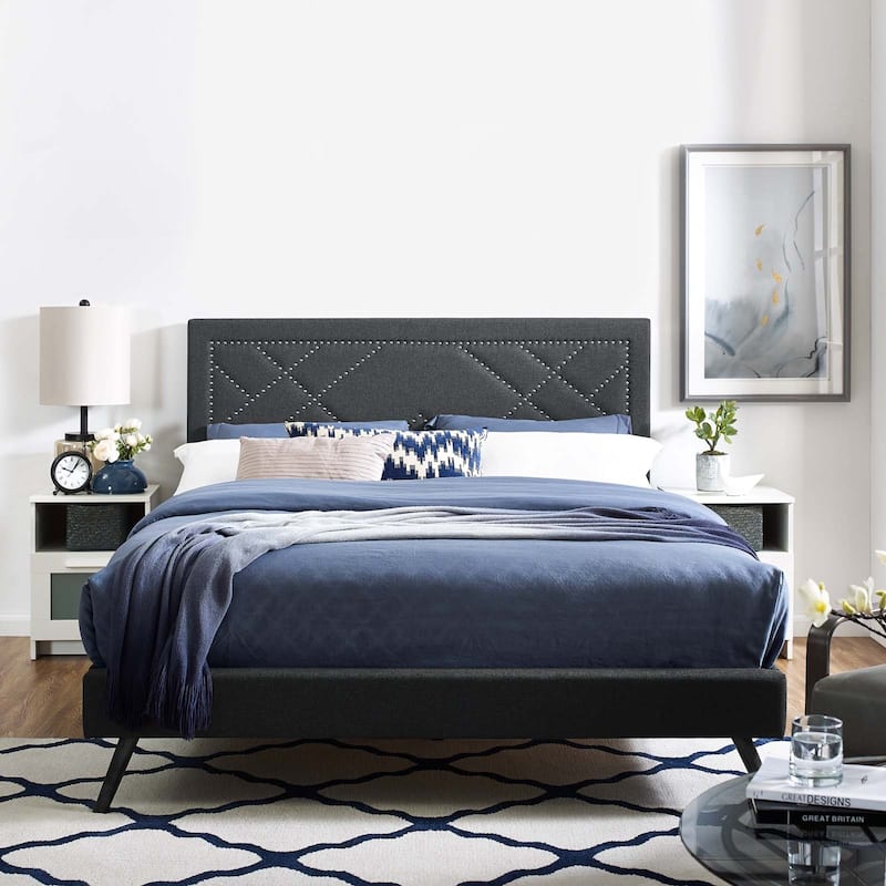 Carson Carrington Stryn Nailhead Upholstered Linen Headboard