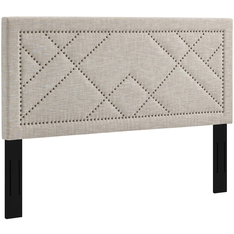 Carson Carrington Stryn Nailhead Upholstered Linen Headboard