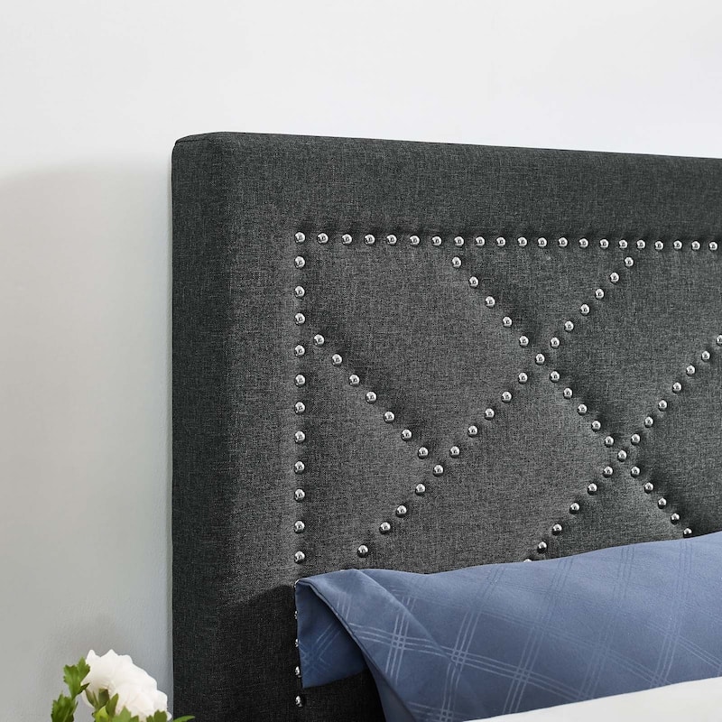 Carson Carrington Stryn Nailhead Upholstered Linen Headboard