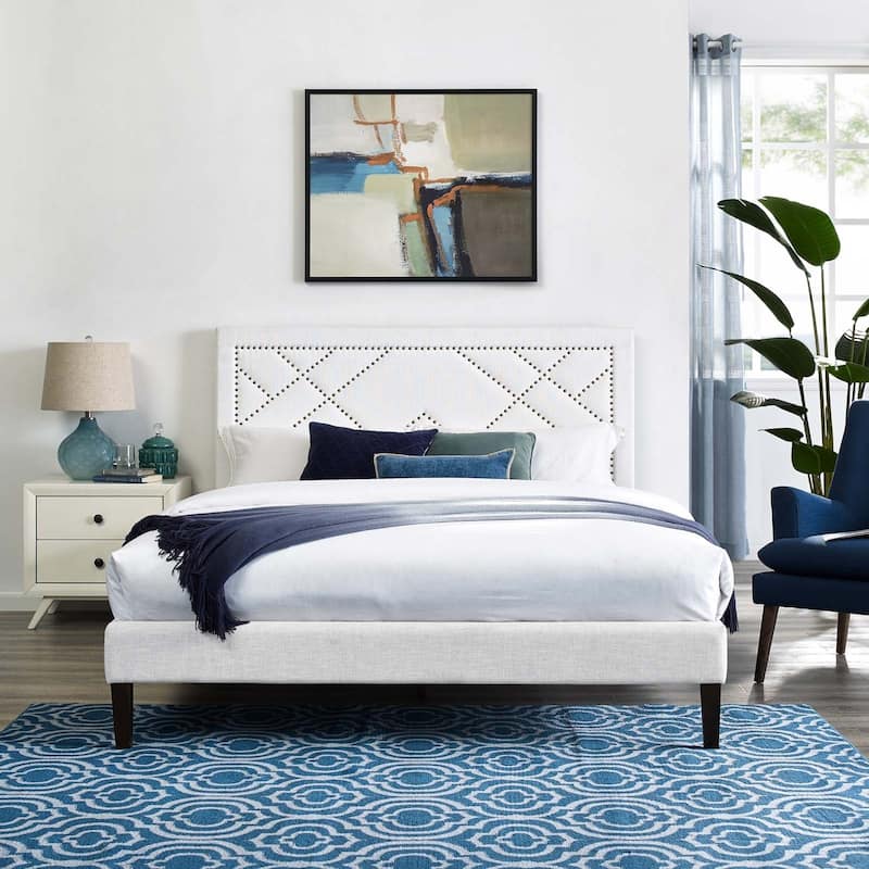 Carson Carrington Stryn Nailhead Upholstered Linen Headboard