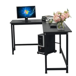 Porch and Den Broad L-shaped Computer/ Gaming/ Laptop Home Corner Office Desk (Black)