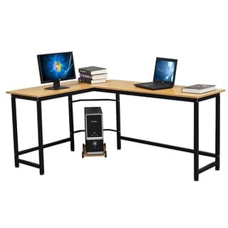 Porch and Den Broad L-shaped Computer/ Gaming/ Laptop Home Corner Office Desk (Natural)