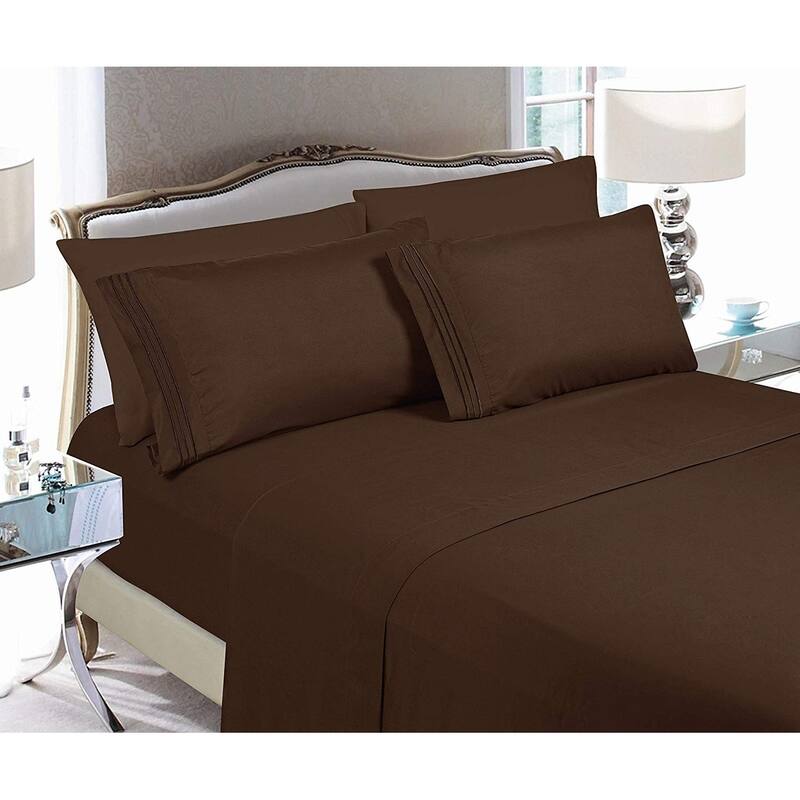Elegant Comfort 4-Piece Cozy Soft 3-Line Bed Sheet Set with Deep Pockets