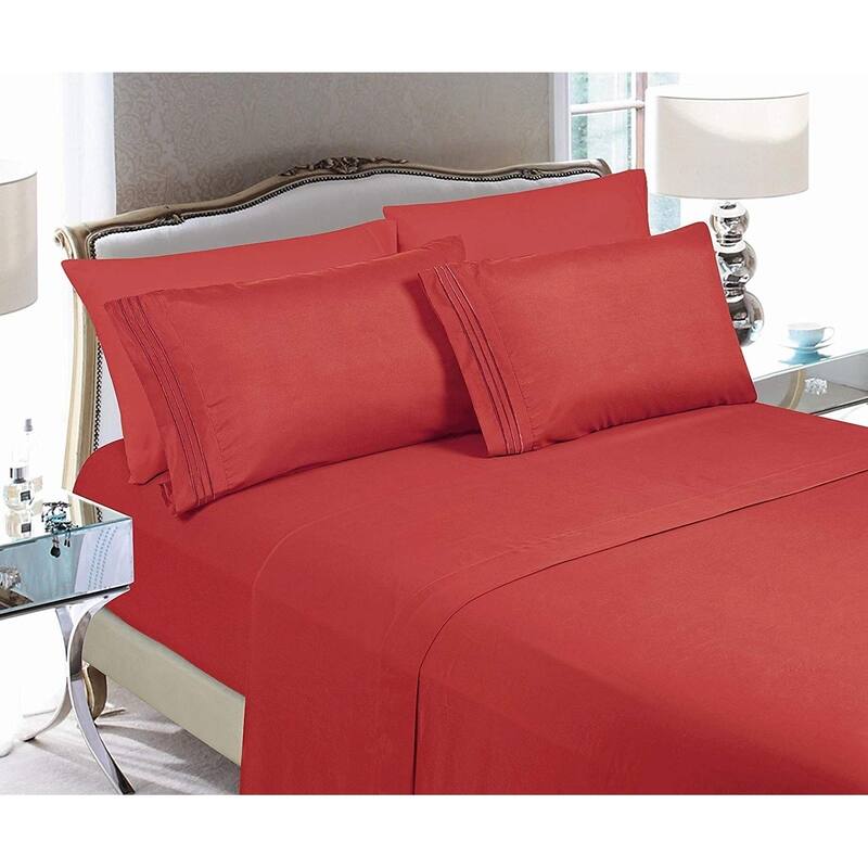 Elegant Comfort 4-Piece Cozy Soft 3-Line Bed Sheet Set with Deep Pockets