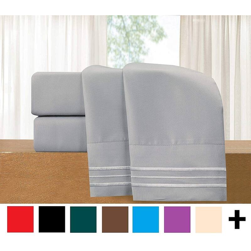 Elegant Comfort 4-Piece Cozy Soft 3-Line Bed Sheet Set with Deep Pockets
