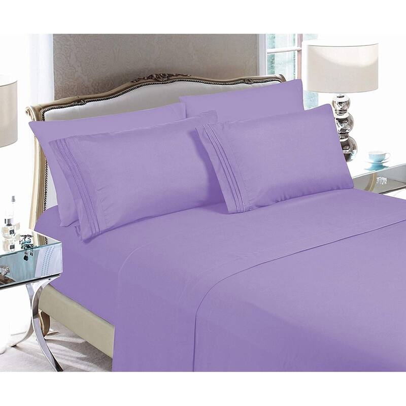 Elegant Comfort 4-Piece Cozy Soft 3-Line Bed Sheet Set with Deep Pockets