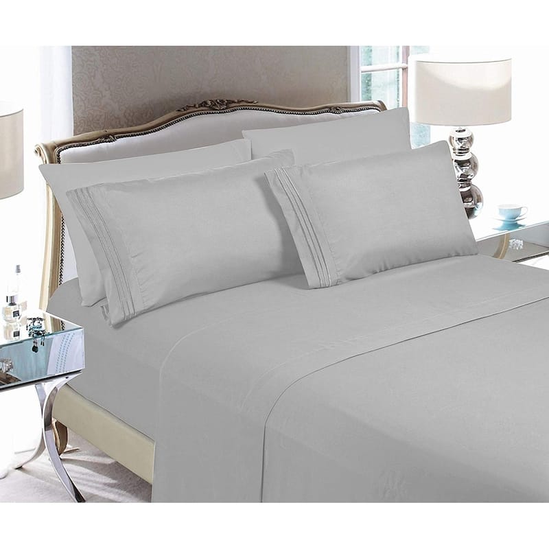 Elegant Comfort 4-Piece Cozy Soft 3-Line Bed Sheet Set with Deep Pockets