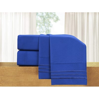 Elegant Comfort 4-Piece Cozy Soft 3-Line Bed Sheet Set with Deep Pockets