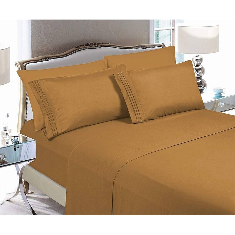 Elegant Comfort 4-Piece Cozy Soft 3-Line Bed Sheet Set with Deep Pockets