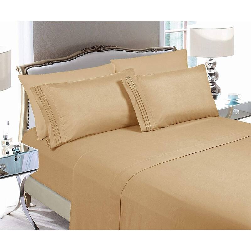 Elegant Comfort 4-Piece Cozy Soft 3-Line Bed Sheet Set with Deep Pockets