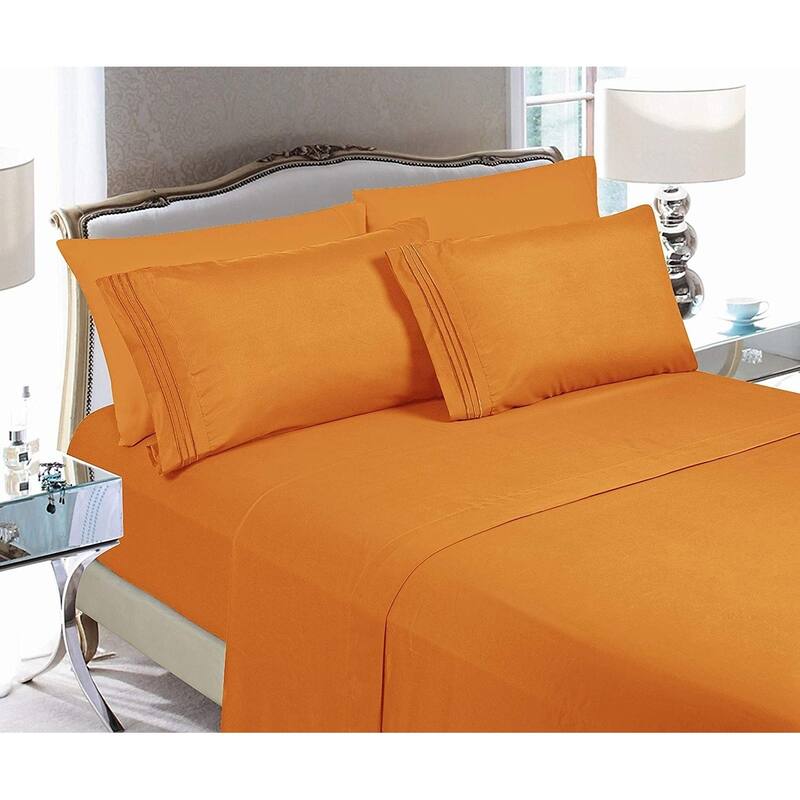 Elegant Comfort 4-Piece Cozy Soft 3-Line Bed Sheet Set with Deep Pockets