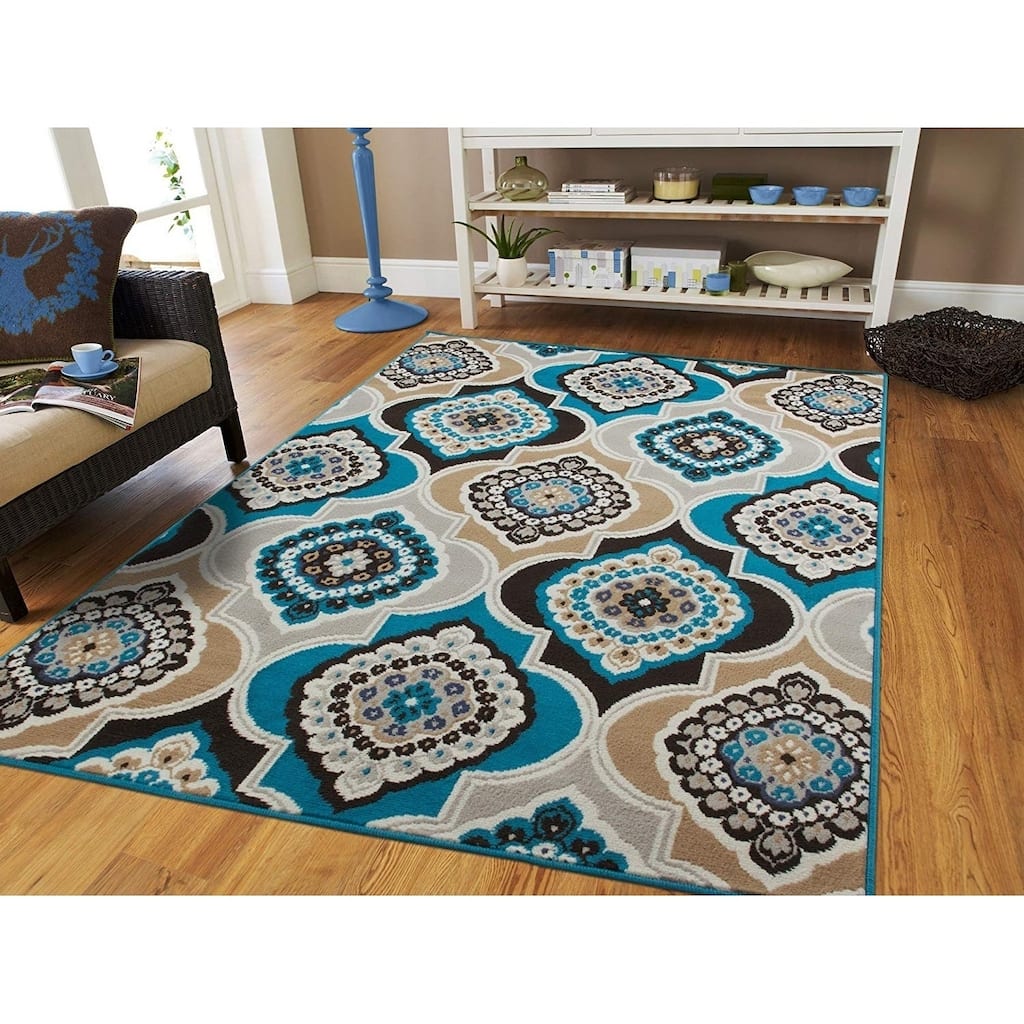 The Curated Nomad Newell Modern Floral Diamond Area Rug