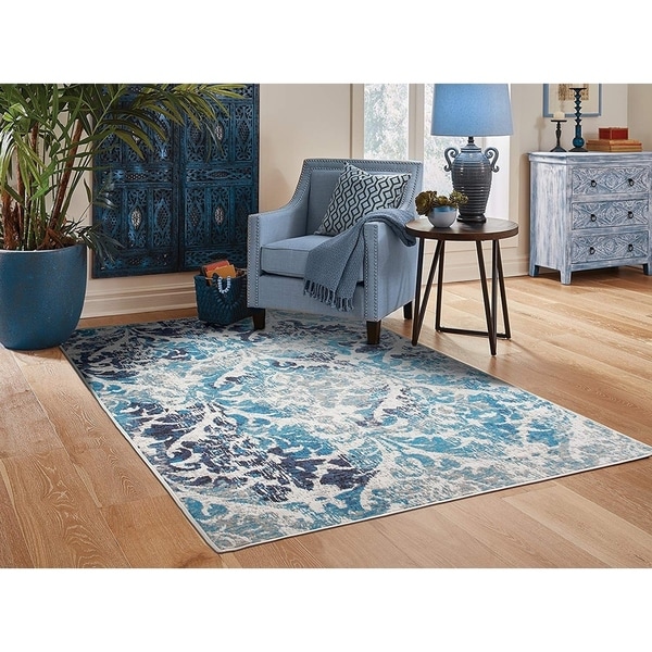 Shop Copper Grove Yakoruda Distressed Teal Area Rug  Free Shipping On Orders Over $45 