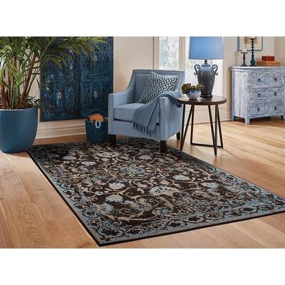 Porch & Den Laidlaw Black Distressed Area Rug