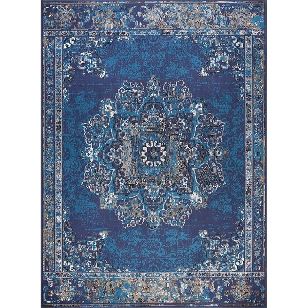 Traditional Distressed Area Rugs Navy Rugs