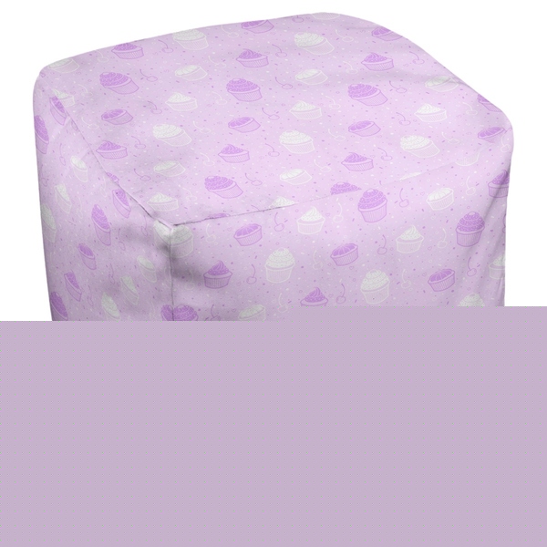 Katelyn Elizabeth Purple & White Cupcake Pattern Ottoman