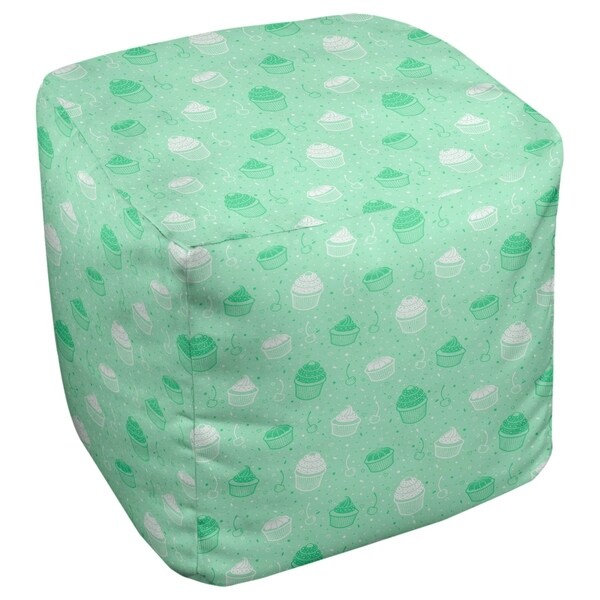 Katelyn Elizabeth Green & White Cupcake Pattern Ottoman