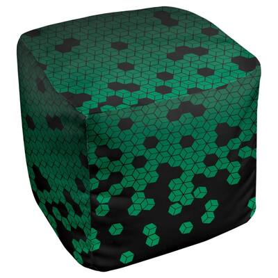 Katelyn Elizabeth Green Tumbling Cube Pattern Ottoman
