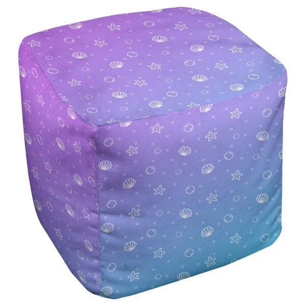 Katelyn Elizabeth Purple & Blue Seashell Pattern Ottoman