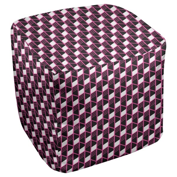 Katelyn Elizabeth Pink Geometric Stripes Ottoman