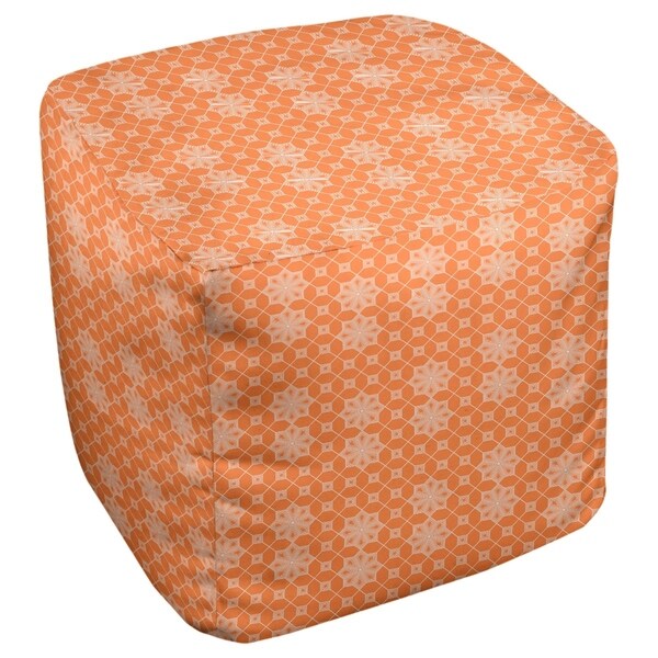 Katelyn Elizabeth Orange Lattice Ottoman