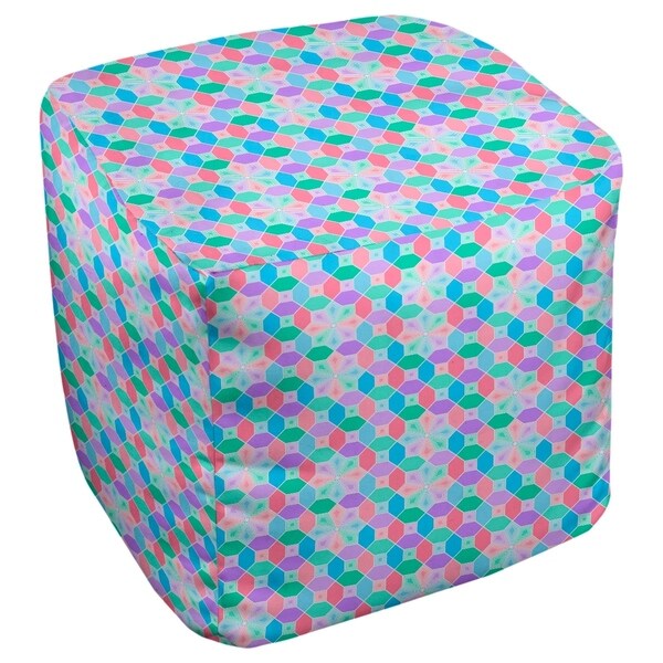 Katelyn Elizabeth Alternate Pastel Stained Glass Pattern Ottoman