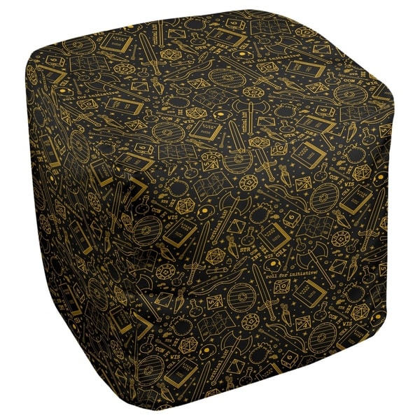 Katelyn Elizabeth Black & Yellow RPG Pattern Ottoman
