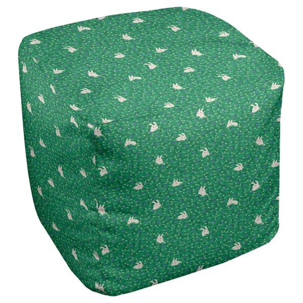 Katelyn Elizabeth Green Bunny Rabbit Pattern Ottoman